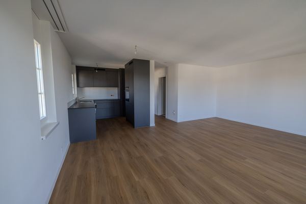 Küche und Wohnzimmer im Übergang